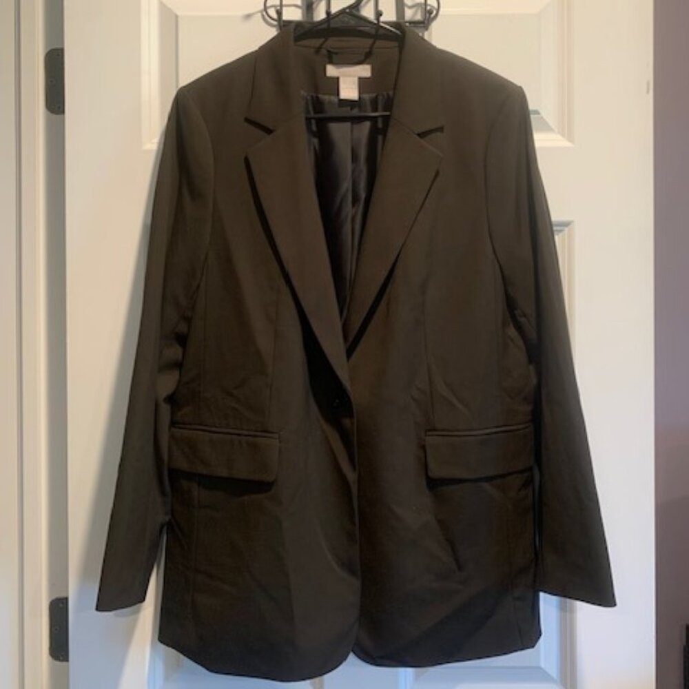 Womens H & M Dark Green Single Breasted Blazer Size Medium